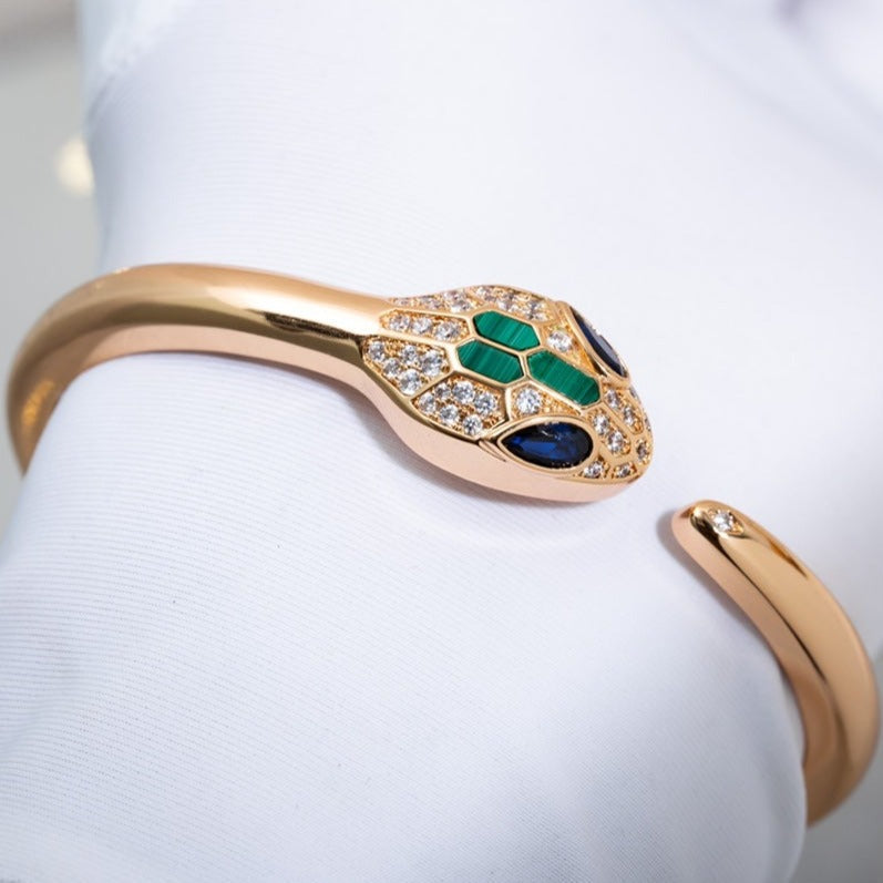 Bvlgari Serpenti Bracelet Pink Gold Cubic Zirconia Open