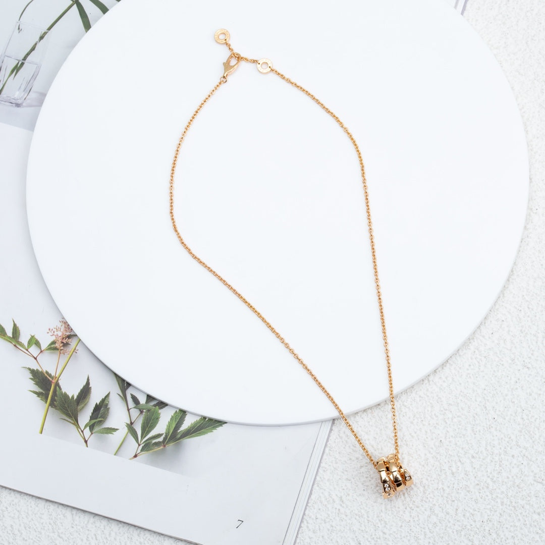 Bvlgari Serpenti Pink Gold Necklace Cubic Zirconia