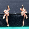 Tiffany Knot Earrings Pink Gold Cubic Zirconia