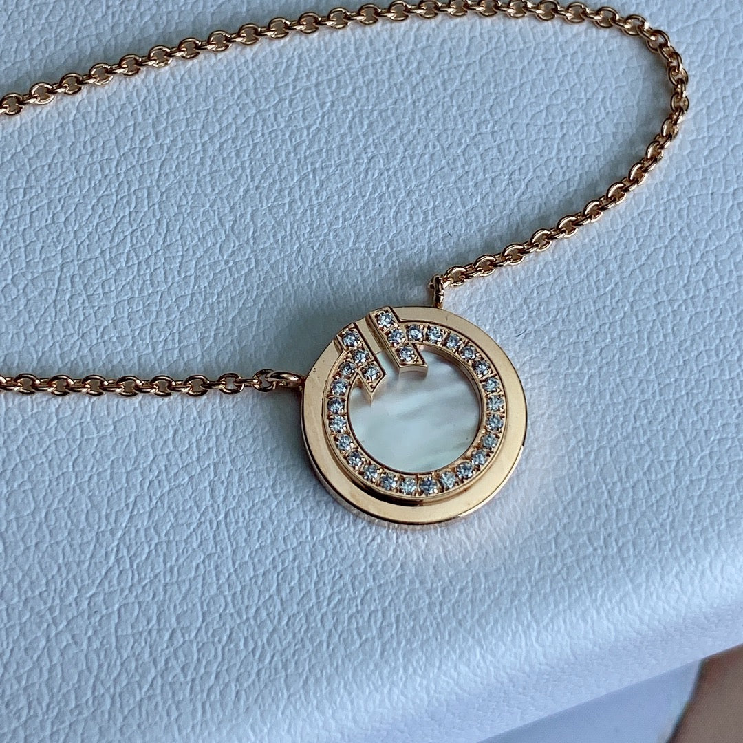 Tiffany T Diamond Circle Pendant Necklace