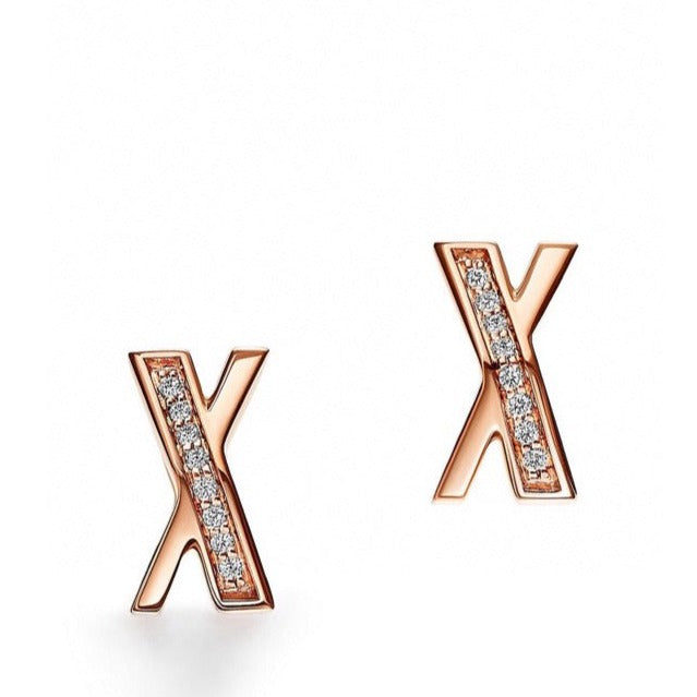 Tiffany X Earrings Rose Gold Cubic Zirconia