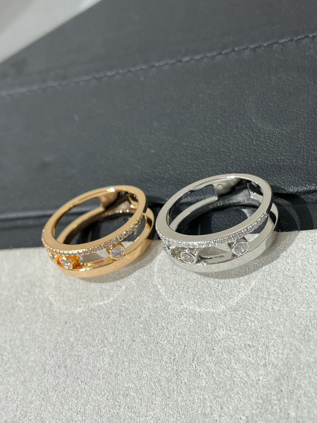 Messika Move Romane Pink Gold and Silver Cubic Zirconia Ring