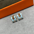 Hermes Pop H Sky Blue Stud Earrings