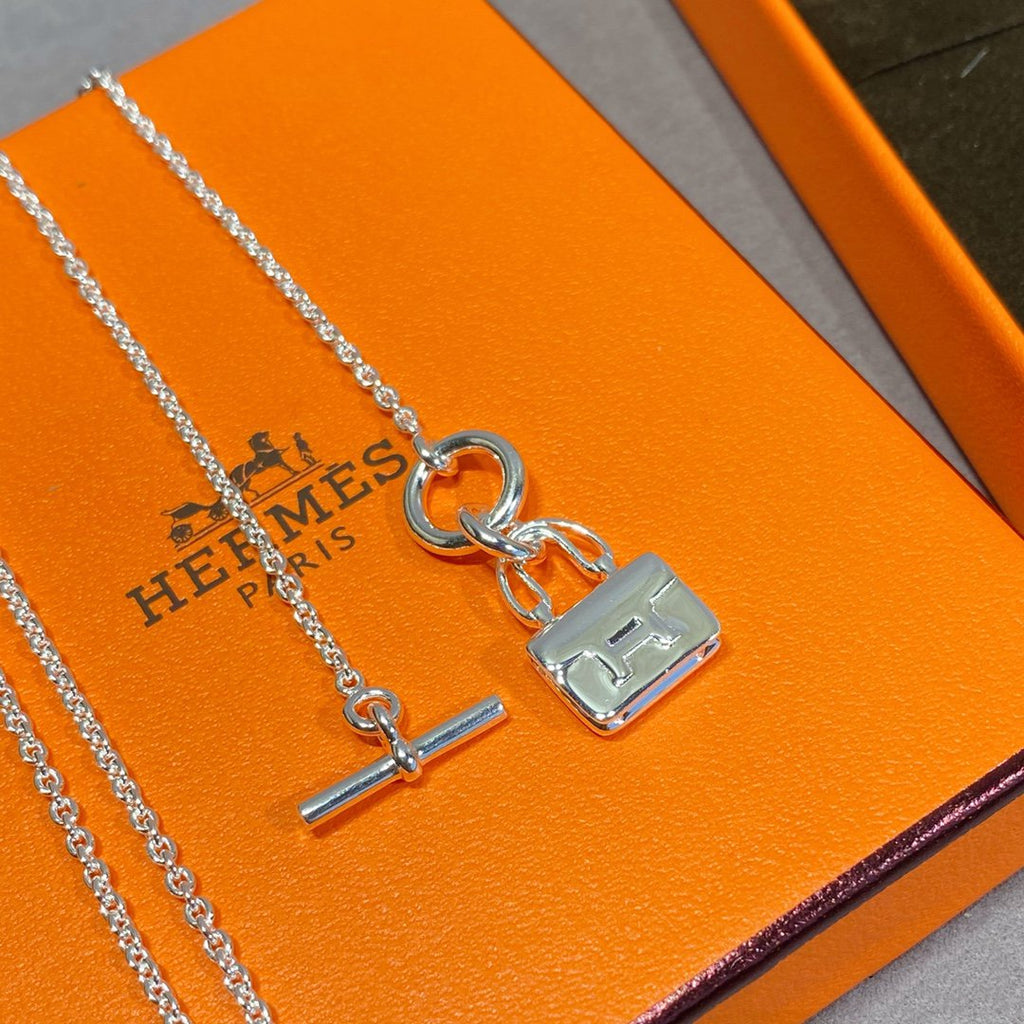 Hermes Constance Pendant Silver Necklace