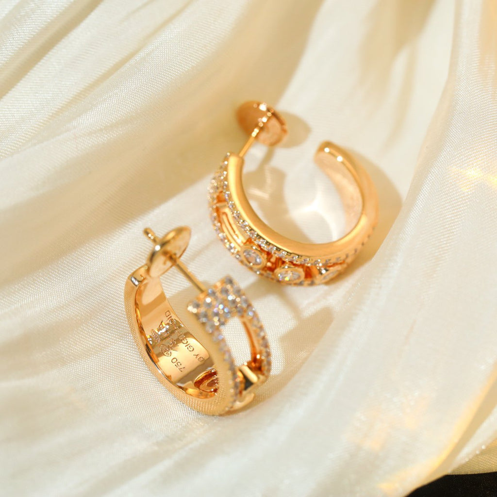 Messika Creoles Move Paved Pink Gold Cubic Zirconia Earrings
