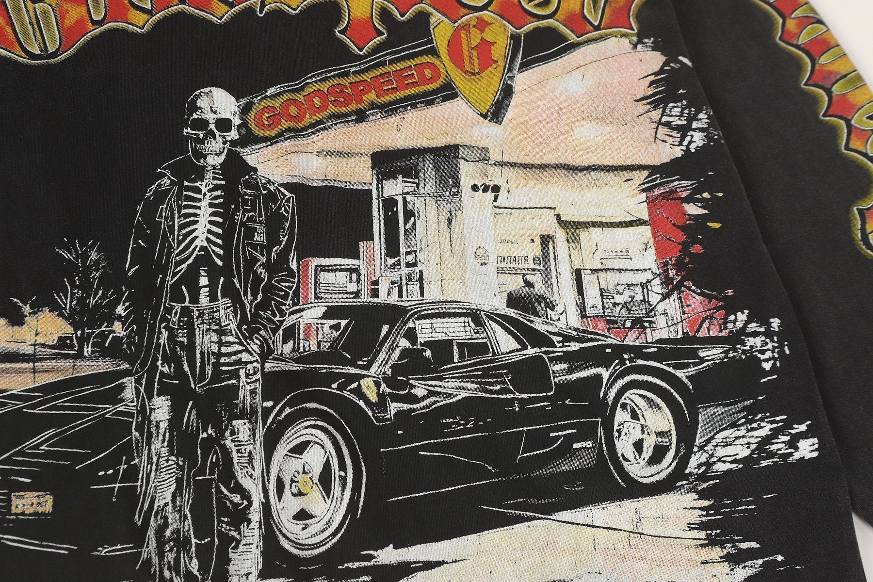 Godspeed Washed Black Rock Graphic Long-Sleeve T-Shirt — detail