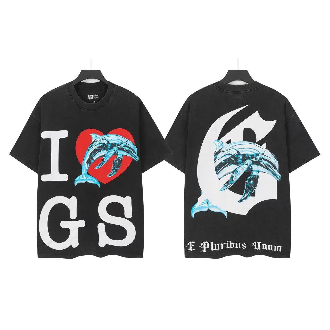 Godspeed Dolphin Heart Graphic T-Shirt — front
