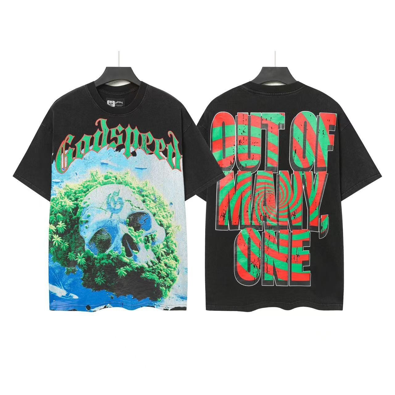 Godspeed Out of Many One Skull Graphic T-Shirt — front