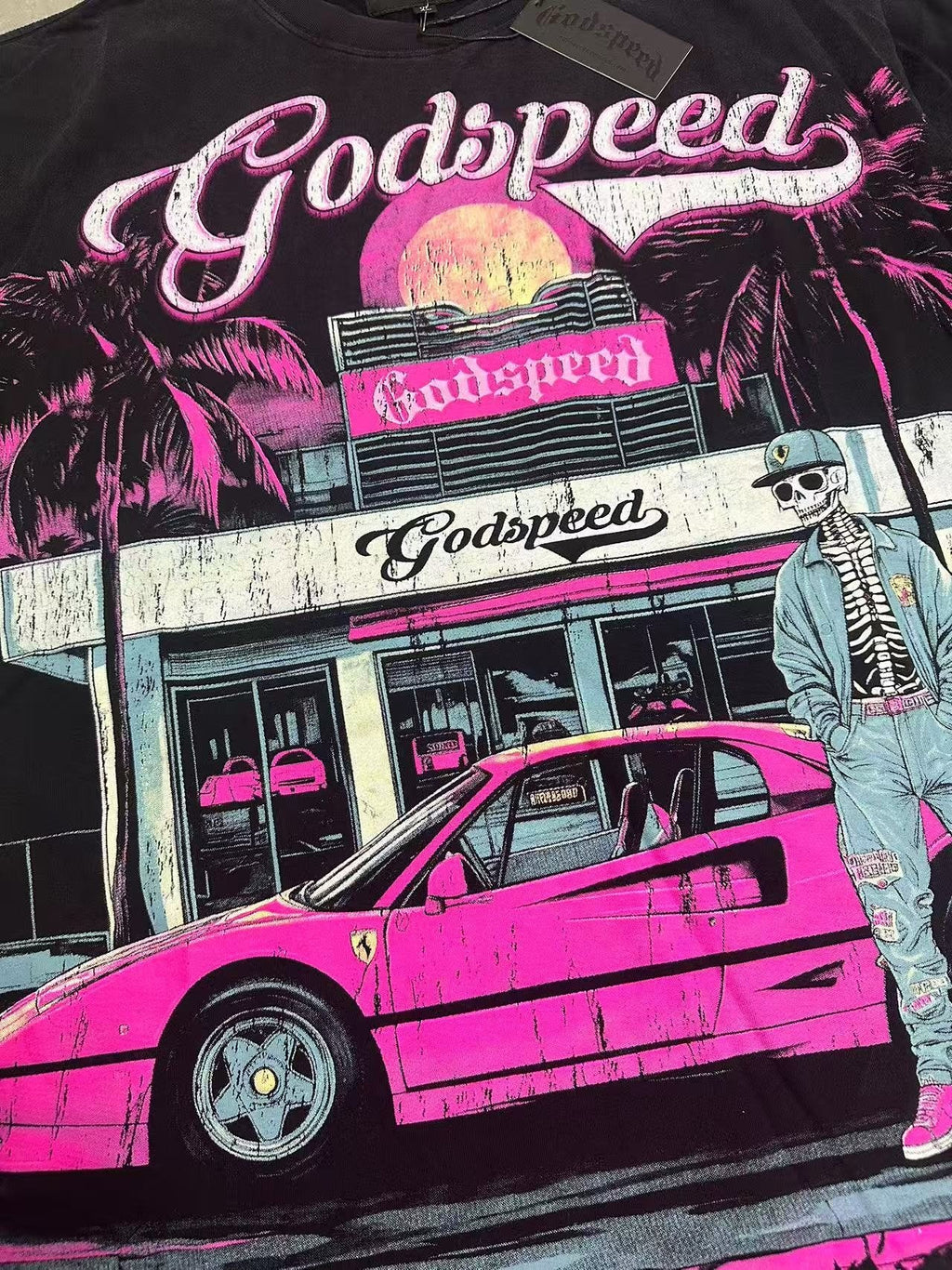 Godspeed Washed Black Rock Graphic T-Shirt — detail