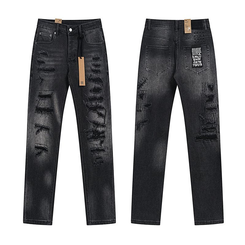 Ksubi Black Washed Distressed Slim Tapered Jeans — hero