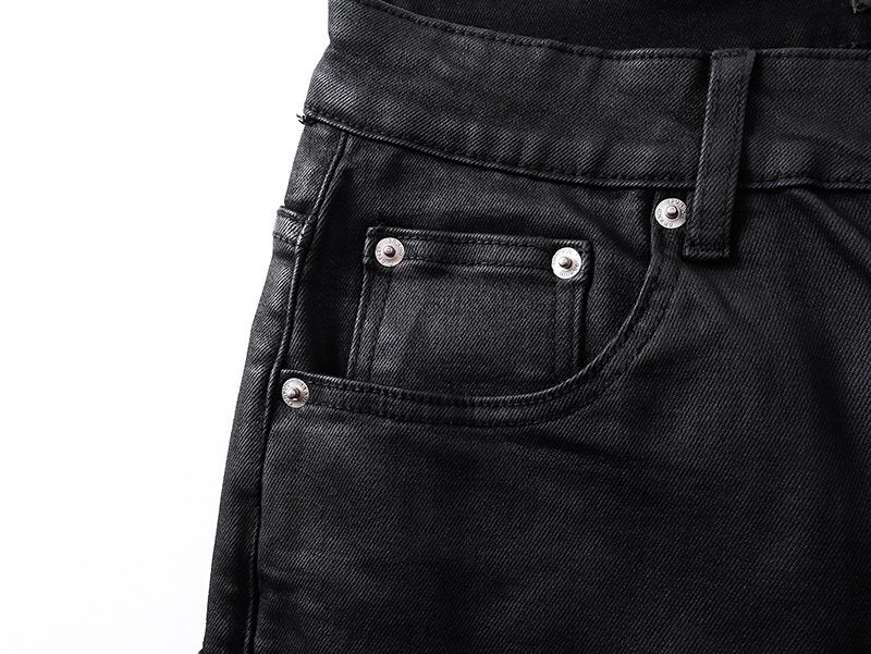 Purple Brand Black Coated-Look Bootcut Jeans — detail