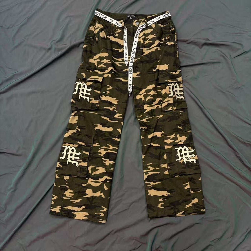 Mixed Emotion Camouflage Cargo Pants — front
