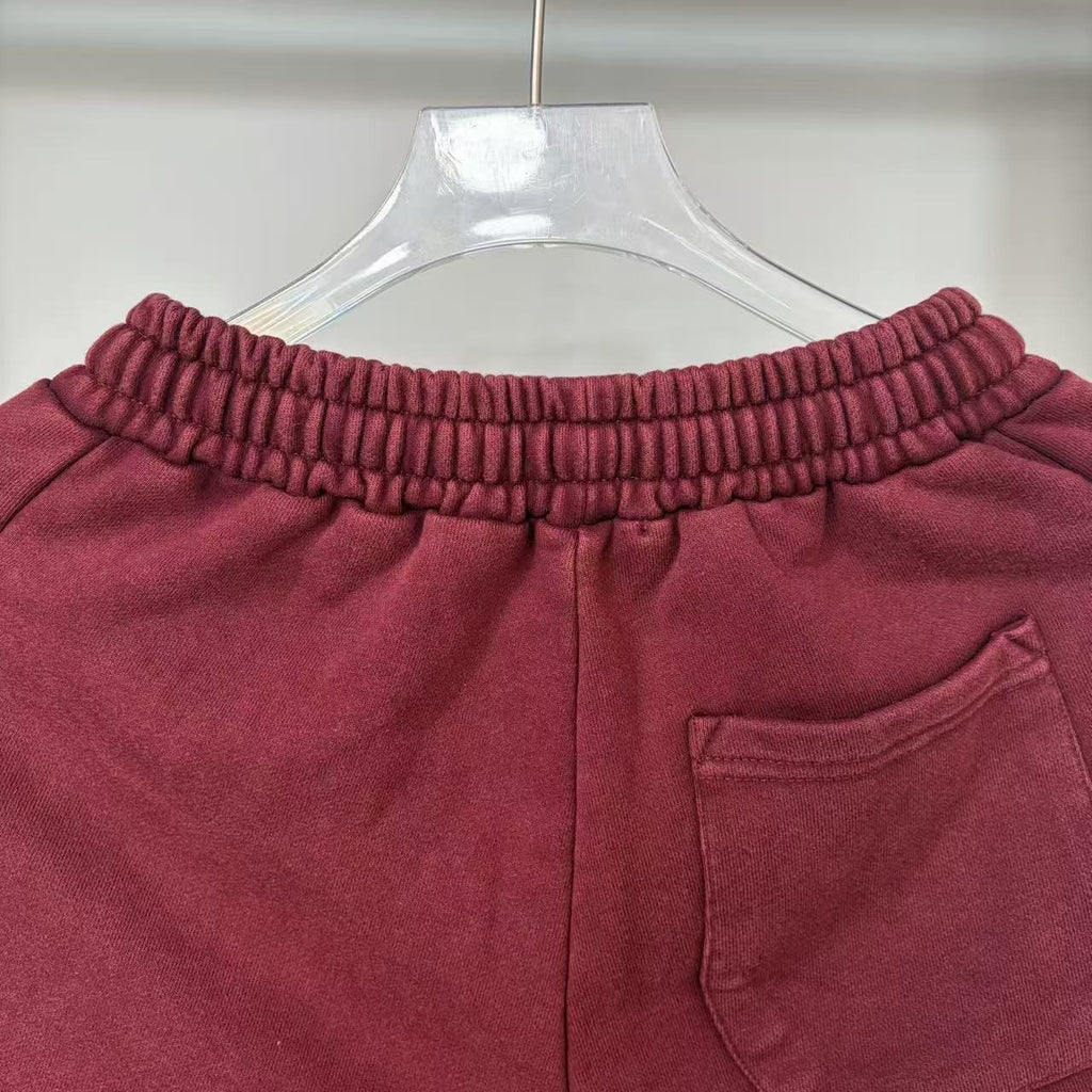 Godspeed Burgundy Side-Letter Graphic Shorts — detail