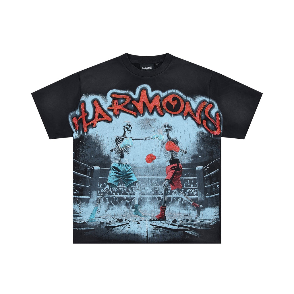 HARMONY Boxing Skeleton Graphic T-Shirt — front