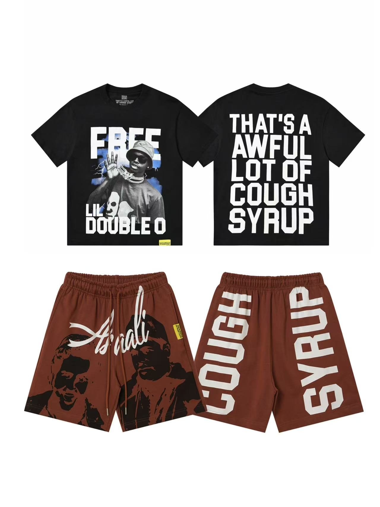 THAT'S A AWFUL LOT OF COUGH SYRUP FREE Lil Double O T-Shirt & Shorts Set — front