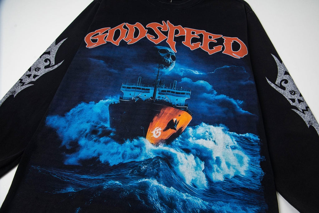 Godspeed Ship Graphic Long-Sleeve T-Shirt — detail