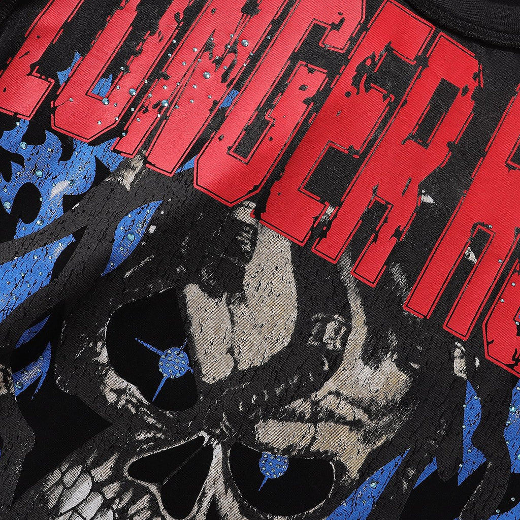 RARE PEACE No Longer Human Skull Graphic T-Shirt — detail