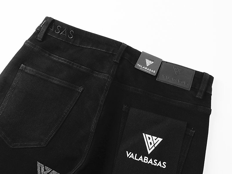 VALABASAS Black Triangle Motif Jeans — detail
